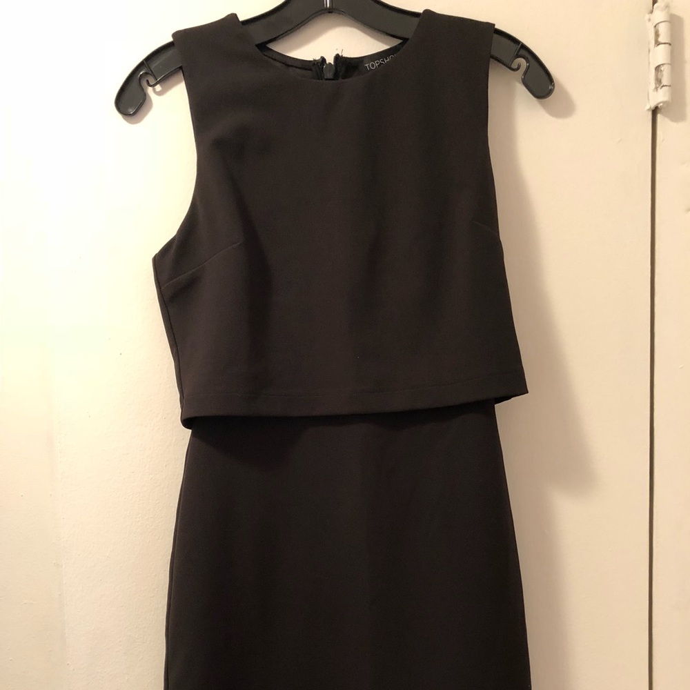 TopShop Black sheath dress with Shell top 4